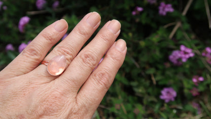 Chakra Ring for helping with the energy of the  Heart Chakra-Resin Ring, with Rose Quartz Crystals