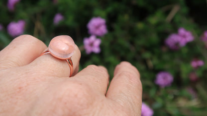 Chakra Ring for helping with the energy of the  Heart Chakra-Resin Ring, with Rose Quartz Crystals